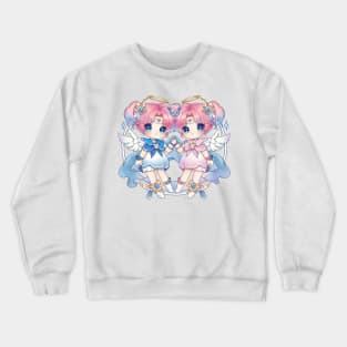 Gemini Twins Chibi Zodiac Anime Girls Crewneck Sweatshirt